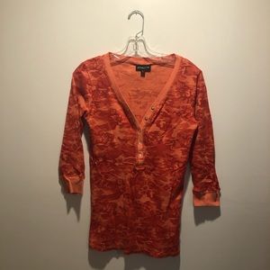 Athleta Waffle Knit Camo Henley